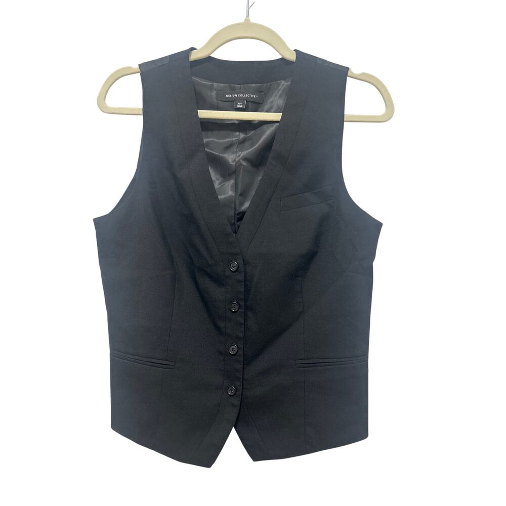 Design Collective Academia Office Wool Adjustable Blend Black Vest Small
